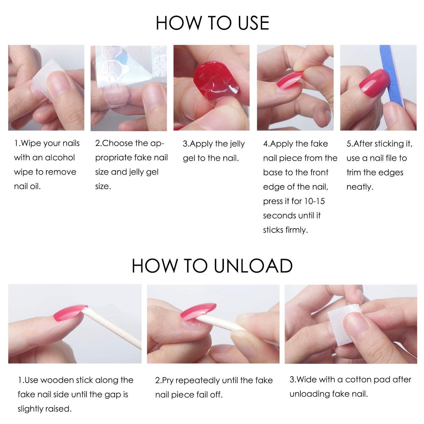 Almond Press-On Nails, 24Pcs Medium Red Star Design, Acrylic False Nails for Women, Glossy Finish, Easy to Use, Ideal for Special Events, 1 Box