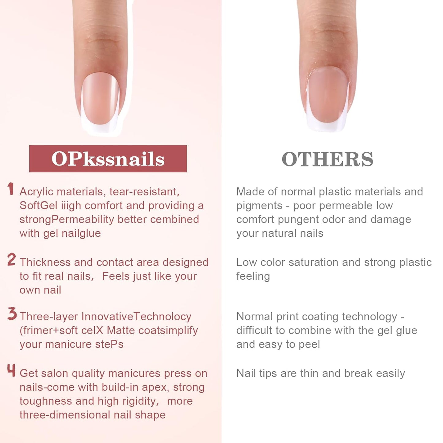 256Pcs Brown Alomnd Press on Nails for Women,  Medium French Tip Press on Nails, Pre-Lasting French Soft Gel Nail Tips, No Need to File Acrylic Fake Nails Extension for Nail Art DIY 16 Sizes