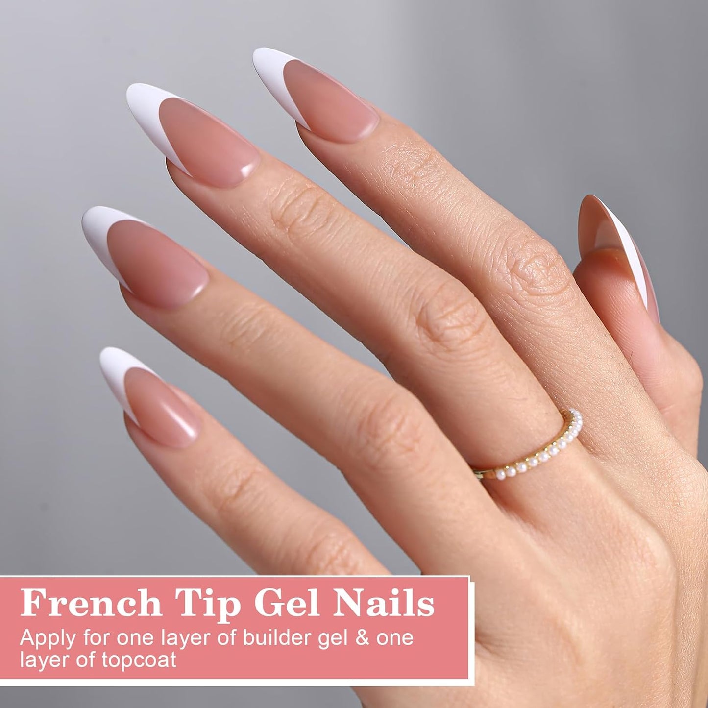256Pcs Brown Alomnd Press on Nails for Women,  Medium French Tip Press on Nails, Pre-Lasting French Soft Gel Nail Tips, No Need to File Acrylic Fake Nails Extension for Nail Art DIY 16 Sizes