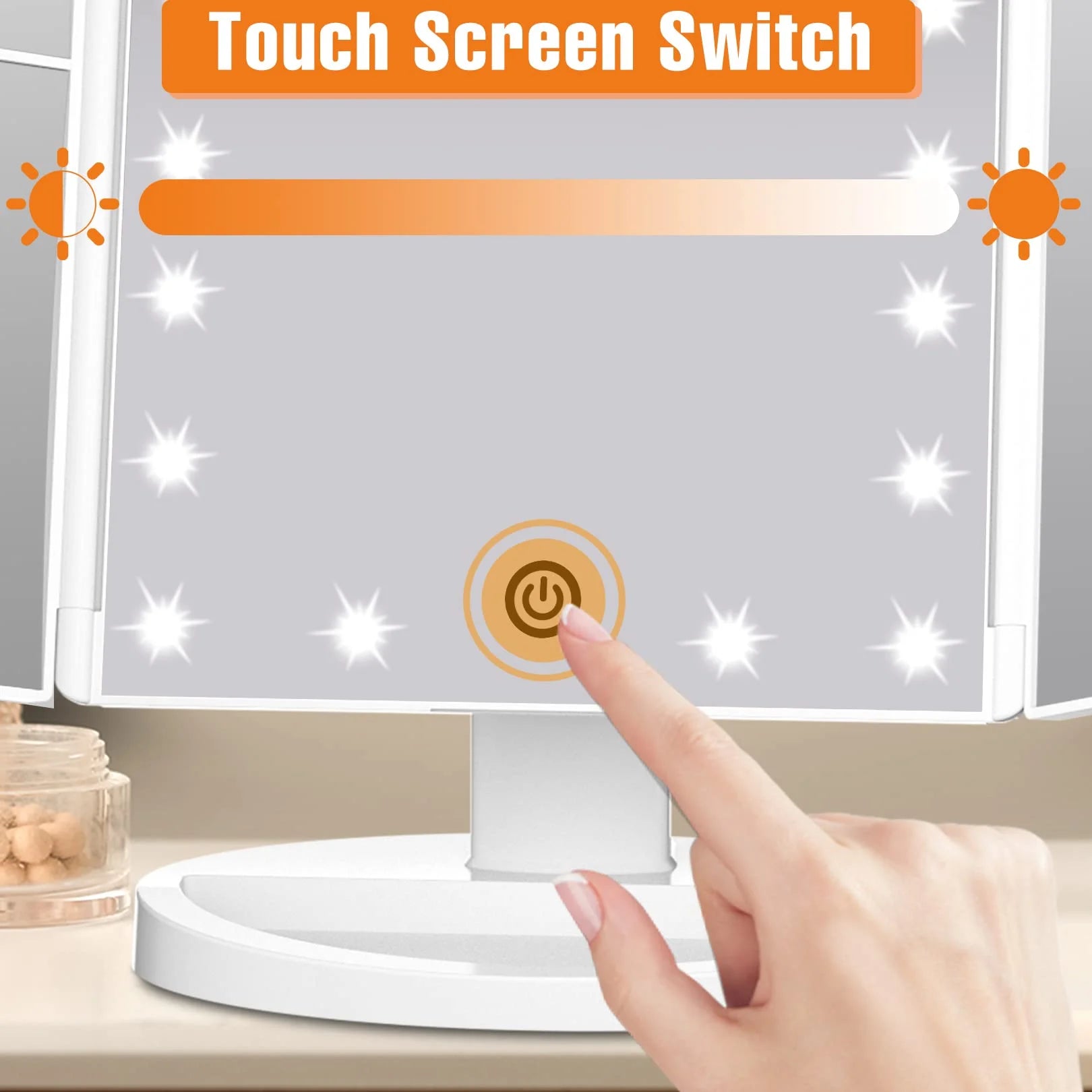 Trifold Portable Vanity Makeup Mirror, 2X 3X Magnification, LED Lighted Beauty Mirror White