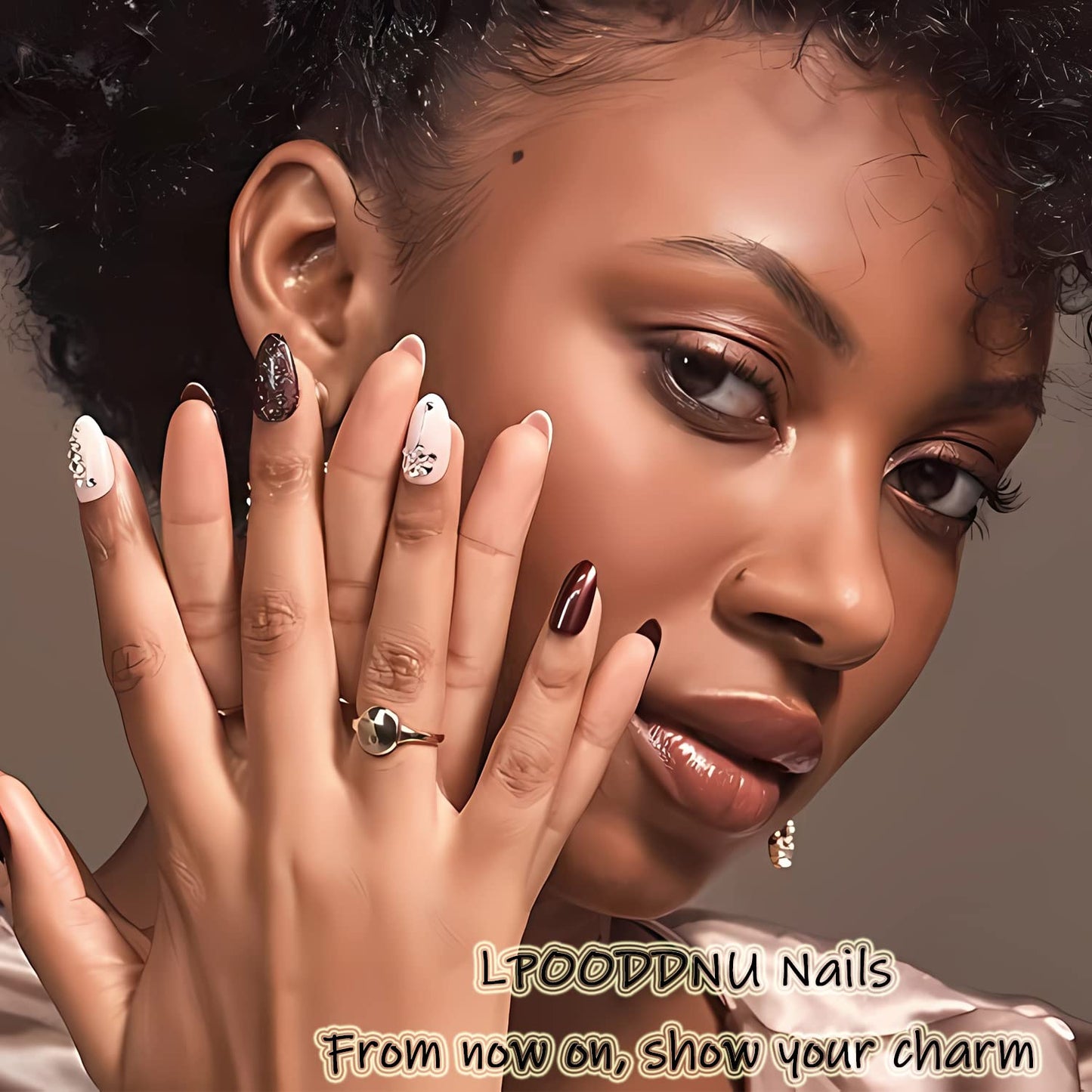 Almond Press-On Nails, 24Pcs Medium Red Star Design, Acrylic False Nails for Women, Glossy Finish, Easy to Use, Ideal for Special Events, 1 Box