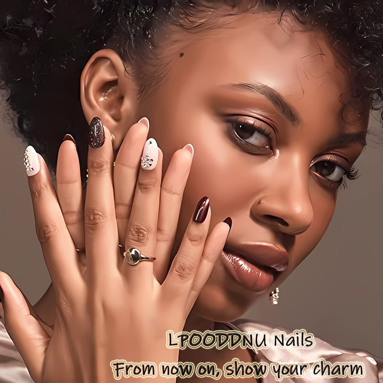 Almond Press-On Nails, 24Pcs Medium Red Star Design, Acrylic False Nails for Women, Glossy Finish, Easy to Use, Ideal for Special Events, 1 Box